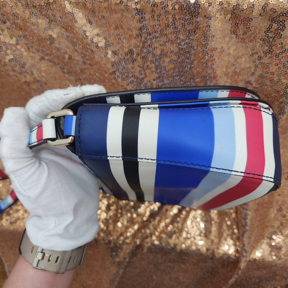 Kate Spade Blue, White and Red Stripes Flap Crossbody Bag - Picture 3 of 9